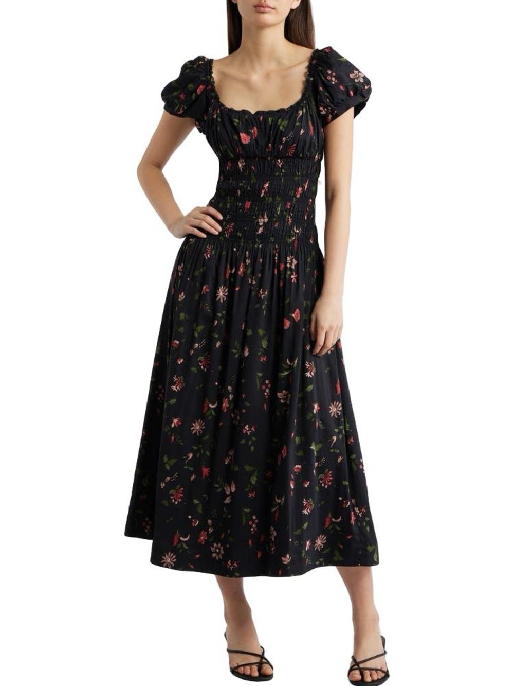 NEW Reformation Riva Shirred Midi Dress in Domani Floral Size XL